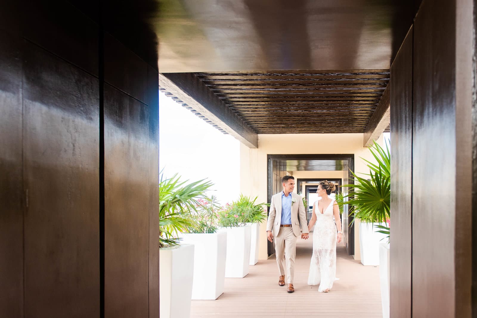 Wedding couple celebrating at a destination wedding